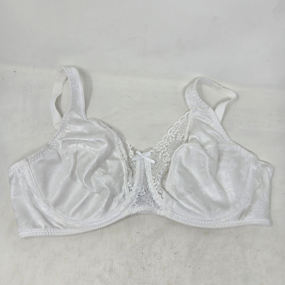 Bali‎ Satin Tracings Minimizer Bra White Floral Lace Underwire 38C Style 4422